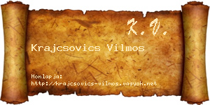 Krajcsovics Vilmos névjegykártya